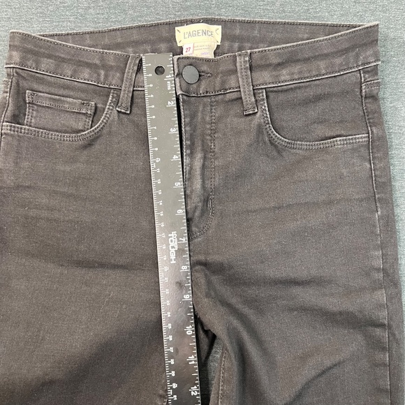 L’agence Margot HighRise Skinny Jean Zinc Destruct Sz 27 Black Denim Distressed - Picture 11 of 13